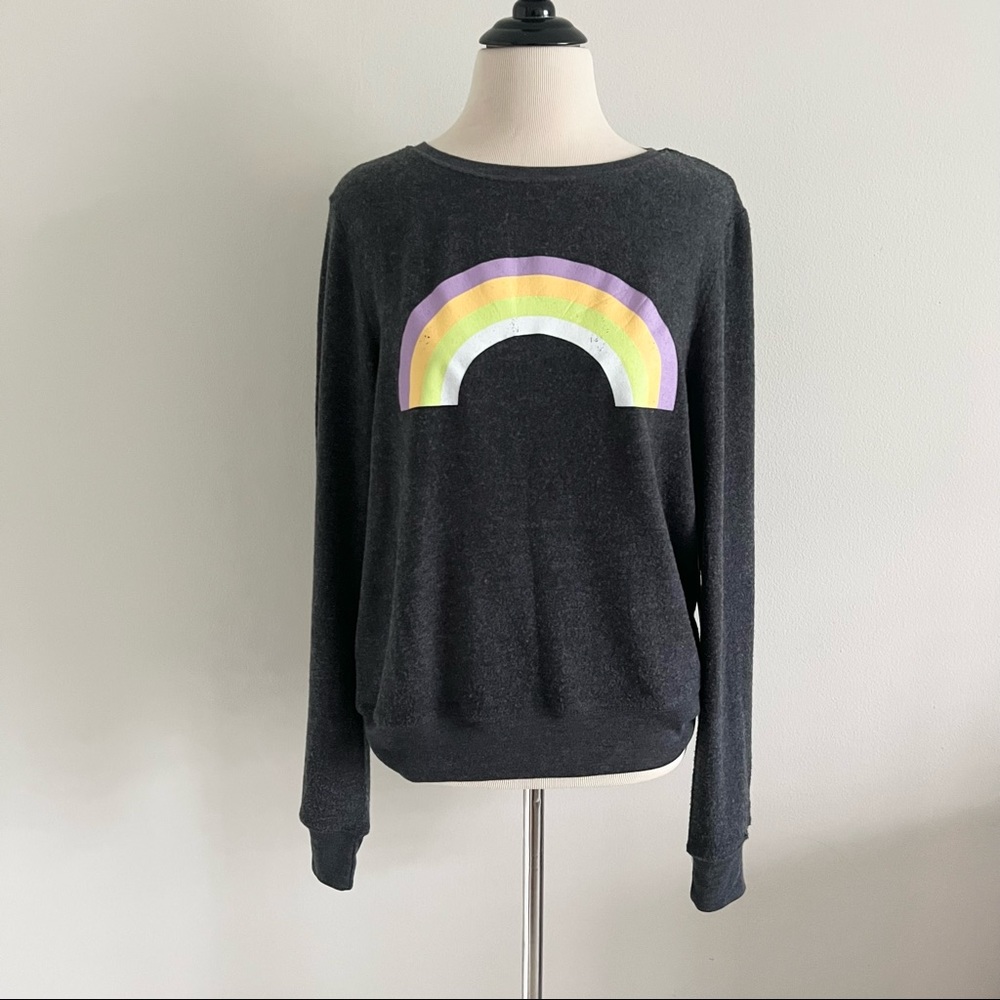 Wildfox Over the Rainbow Pullover Sweater Clean Black (Dark Gray) Sz M NWT